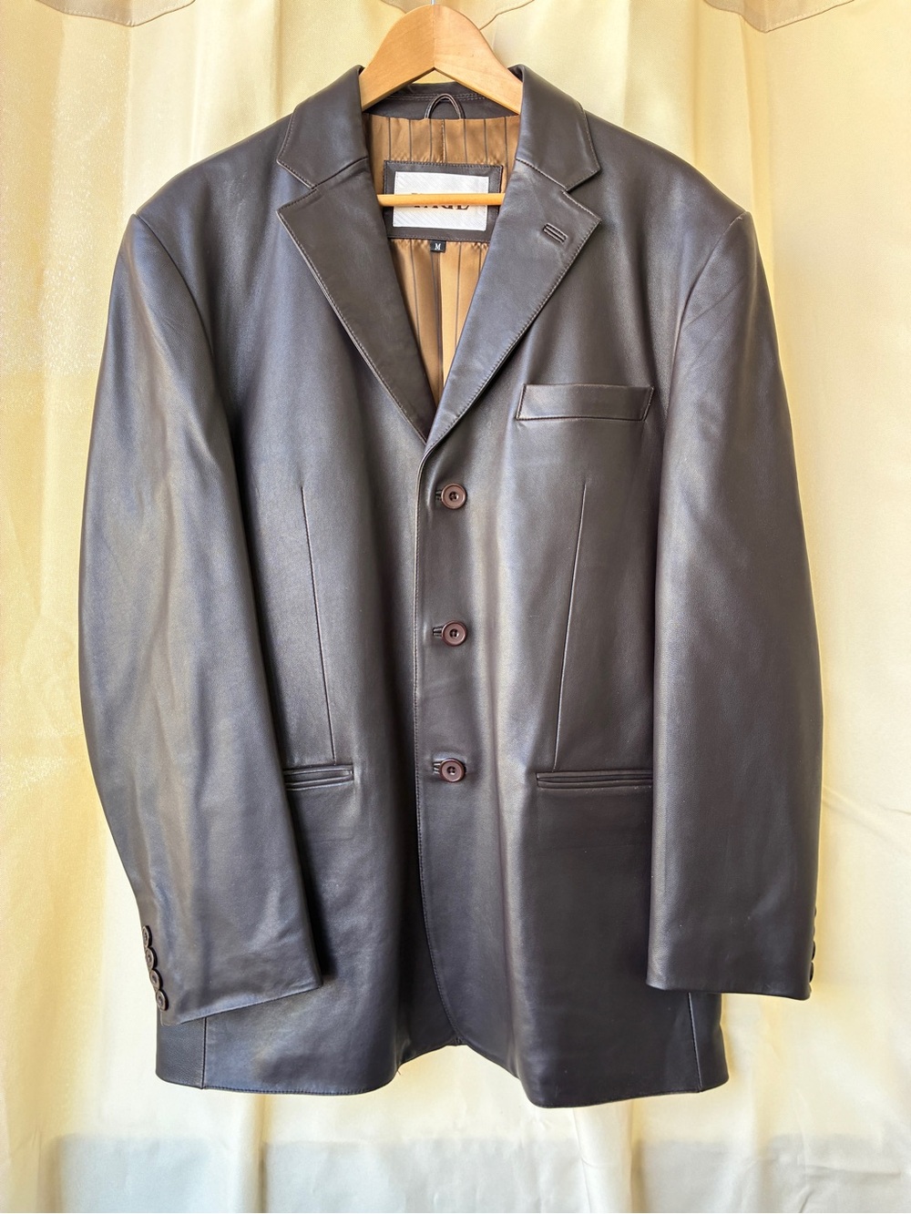 Yage Men's 100% Genuine Leather Blazer Jacket Medium
